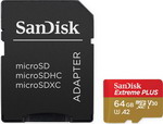 Карта памяти Sandisk Extreme 64ГБ MicroSDXC C10 UHS-I A2 V30 160МБ/с SDадаптер (SDSQXA2-064G-GN6MA)